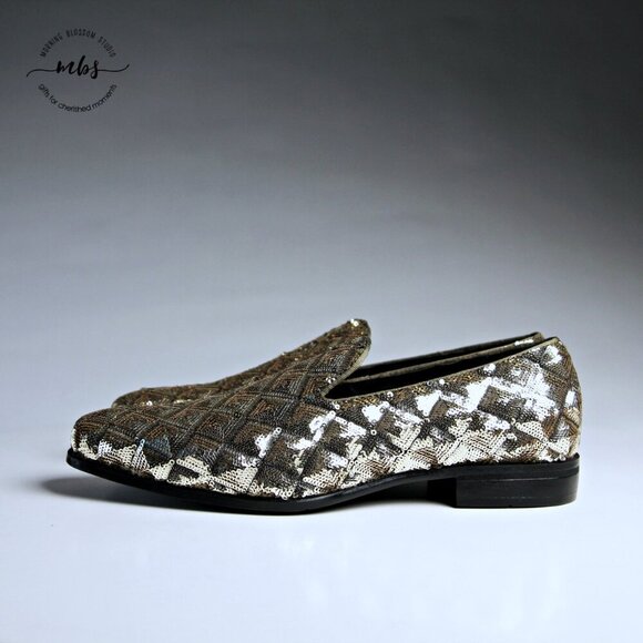 NWOT Stacy Adams Sequins Swank Shoes Gold Men 7.5 - Picture 4 of 13